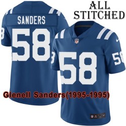 Blue Home Embroidered Glenell Sanders Indianapolis Colts #58 Stitched Jersey