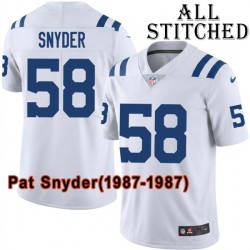 White Embroidered Pat Snyder Indianapolis Colts #58 Stitched Jersey