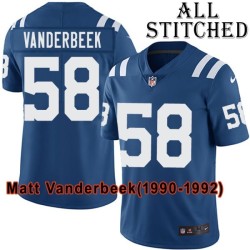 Blue Home Embroidered Matt Vanderbeek Indianapolis Colts #58 Stitched Jersey