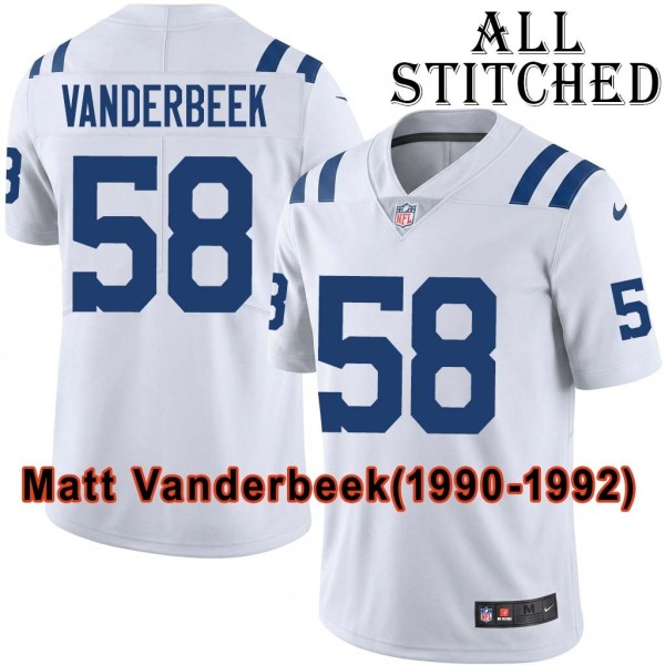 White Embroidered Matt Vanderbeek Indianapolis Colts #58 Stitched Jersey