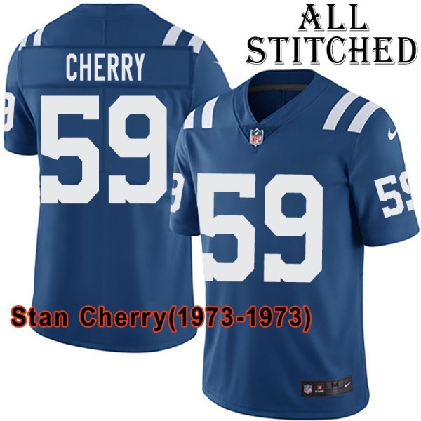 Blue Home Embroidered Stan Cherry Indianapolis Colts #59 Stitched Jersey