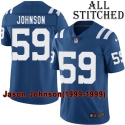 Blue Home Embroidered Jason Johnson Indianapolis Colts #59 Stitched Jersey