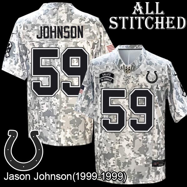 Camo Embroidered Jason Johnson Indianapolis Colts #59 Stitched Jersey