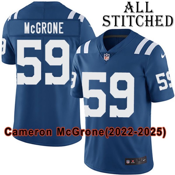Blue Home Embroidered Cameron McGrone Indianapolis Colts #59 Stitched Jersey