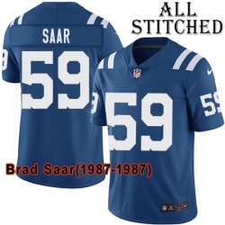 Blue Home Embroidered Brad Saar Indianapolis Colts #59 Stitched Jersey