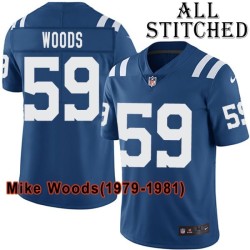 Blue Home Embroidered Mike Woods Indianapolis Colts #59 Stitched Jersey