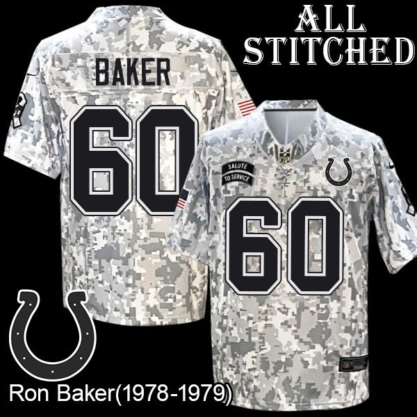 Camo Embroidered Ron Baker Indianapolis Colts #60 Stitched Jersey