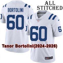 White Embroidered Tanor Bortolini Indianapolis Colts #60 Stitched Jersey