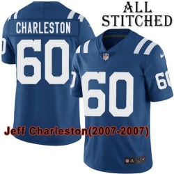 Blue Home Embroidered Jeff Charleston Indianapolis Colts #60 Stitched Jersey