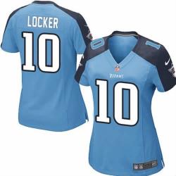 LOCKER Tennessee #10 Womens Football Jersey - Jake Locker Womens Football Jersey (Blue)_Free Shipping