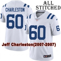 White Embroidered Jeff Charleston Indianapolis Colts #60 Stitched Jersey