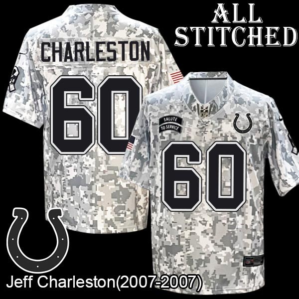 Camo Embroidered Jeff Charleston Indianapolis Colts #60 Stitched Jersey