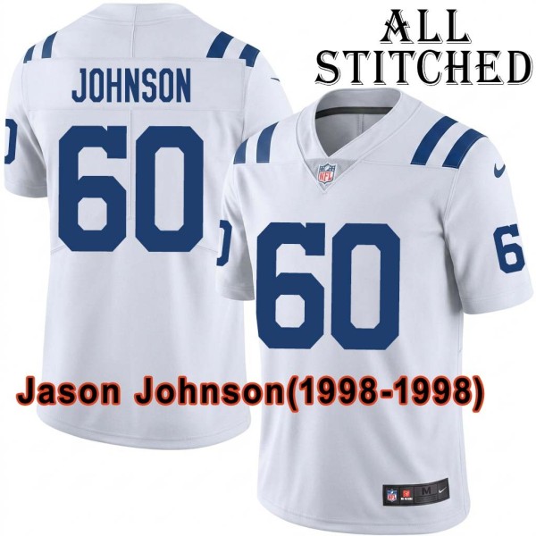White Embroidered Jason Johnson Indianapolis Colts #60 Stitched Jersey