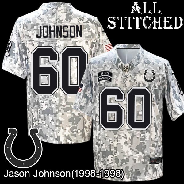 Camo Embroidered Jason Johnson Indianapolis Colts #60 Stitched Jersey