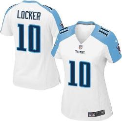 LOCKER Tennessee #10 Womens Football Jersey - Jake Locker Womens Football Jersey (White)_Free Shipping