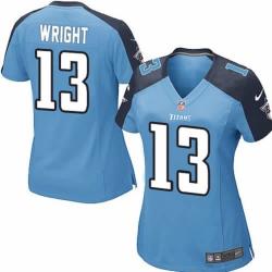 WRIGHT Tennessee #13 Womens Football Jersey - Kendall Wright Womens Football Jersey (Blue)_Free Shipping