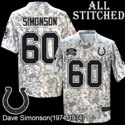 Camo Embroidered Dave Simonson Indianapolis Colts #60 Stitched Jersey