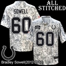 Camo Embroidered Bradley Sowell Indianapolis Colts #60 Stitched Jersey
