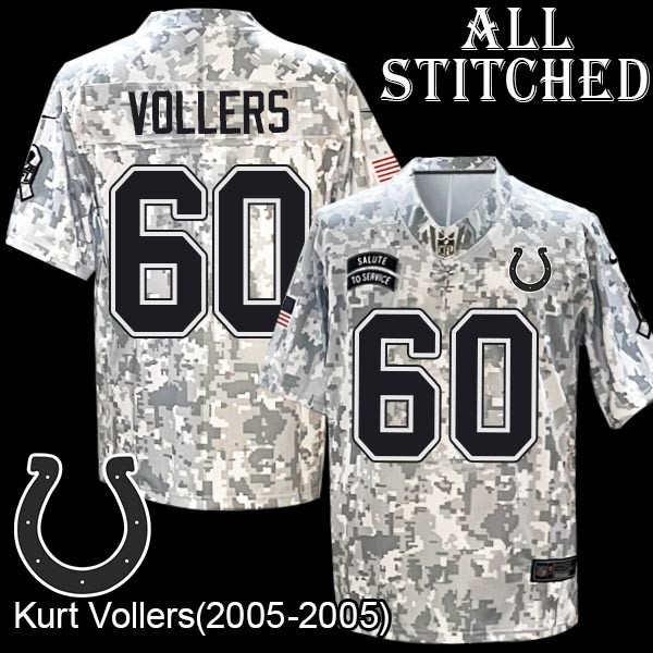 Camo Embroidered Kurt Vollers Indianapolis Colts #60 Stitched Jersey