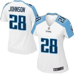 JOHNSON Tennessee #28 Womens Football Jersey - Chris Johnson Womens Football Jersey (White)_Free Shipping