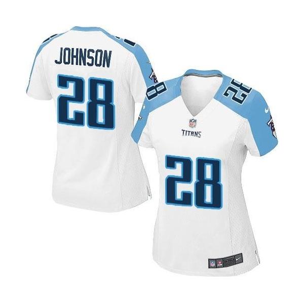 JOHNSON Tennessee #28 Womens Football Jersey - Chris Johnson Womens Football Jersey (White)_Free Shipping