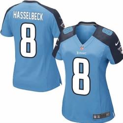 HASSELBECK Tennessee #8 Womens Football Jersey - Matt Hasselbeck Womens Football Jersey (Blue)_Free Shipping