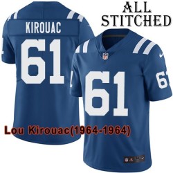 Blue Home Embroidered Lou Kirouac Indianapolis Colts #61 Stitched Jersey