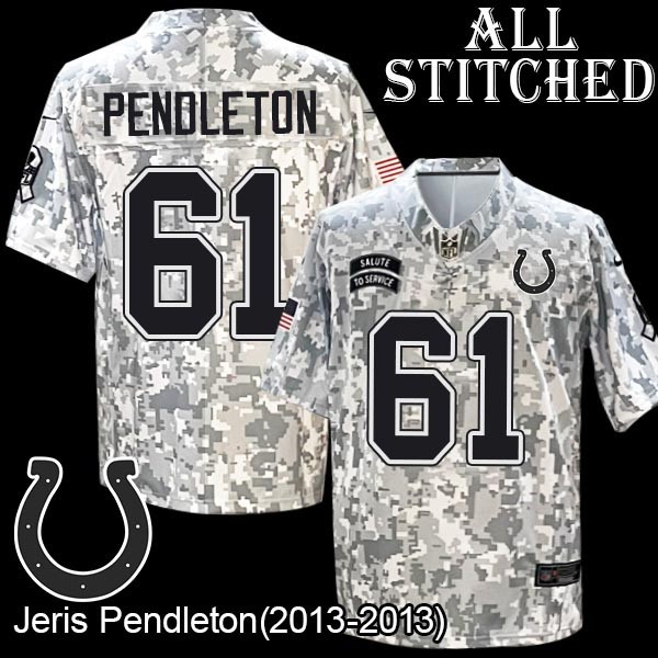Camo Embroidered Jeris Pendleton Indianapolis Colts #61 Stitched Jersey