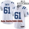 White Embroidered Zeke Smith Indianapolis Colts #61 Stitched Jersey