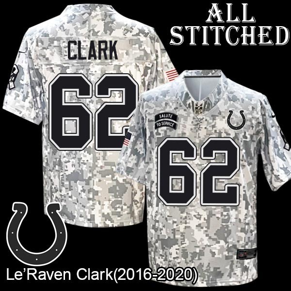Camo Embroidered Le'Raven Clark Indianapolis Colts #62 Stitched Jersey
