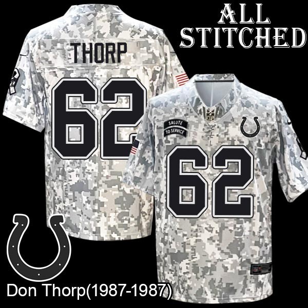 Camo Embroidered Don Thorp Indianapolis Colts #62 Stitched Jersey