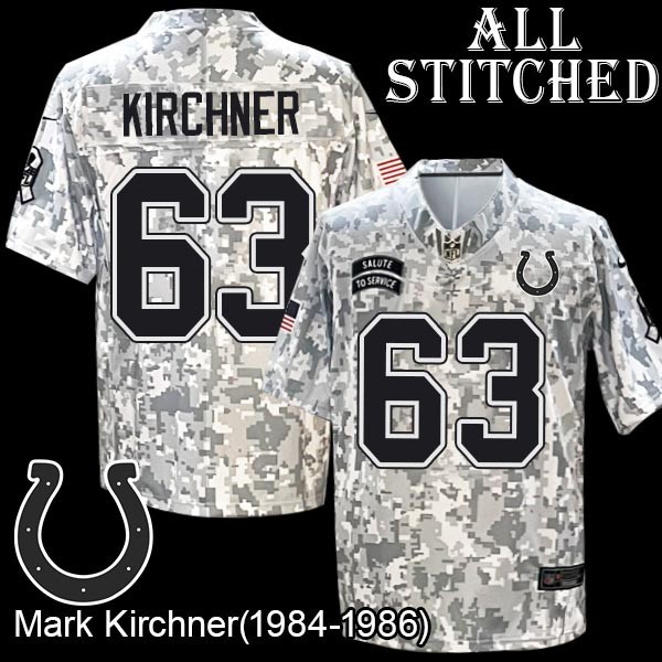 Camo Embroidered Mark Kirchner Indianapolis Colts #63 Stitched Jersey