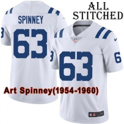 White Embroidered Art Spinney Indianapolis Colts #63 Stitched Jersey