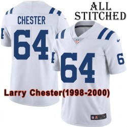 White Embroidered Larry Chester Indianapolis Colts #64 Stitched Jersey