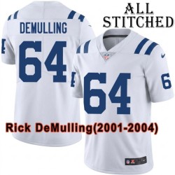 White Embroidered Rick DeMulling Indianapolis Colts #64 Stitched Jersey