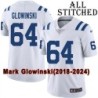White Embroidered Mark Glowinski Indianapolis Colts #64 Stitched Jersey