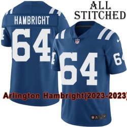 Blue Home Embroidered Arlington Hambright Indianapolis Colts #64 Stitched Jersey