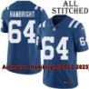 Blue Home Embroidered Arlington Hambright Indianapolis Colts #64 Stitched Jersey