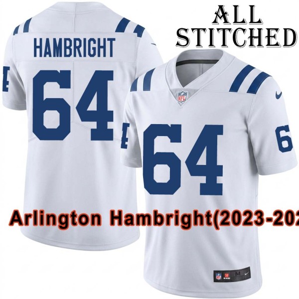 White Embroidered Arlington Hambright Indianapolis Colts #64 Stitched Jersey