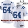 White Embroidered Arlington Hambright Indianapolis Colts #64 Stitched Jersey