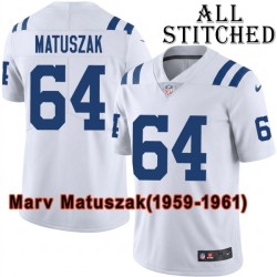 White Embroidered Marv Matuszak Indianapolis Colts #64 Stitched Jersey