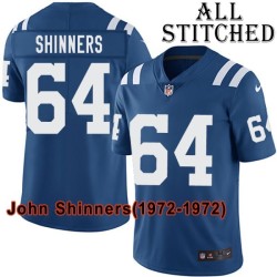 Blue Home Embroidered John Shinners Indianapolis Colts #64 Stitched Jersey