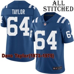 Blue Home Embroidered Dave Taylor Indianapolis Colts #64 Stitched Jersey