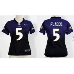 [Drift Fashion] FLACCO Baltimore #5 Womens Football Jersey - Joe Flacco Womens Football Jersey (Purple-Black)_Free Shipping