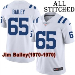 White Embroidered Jim Bailey Indianapolis Colts #65 Stitched Jersey