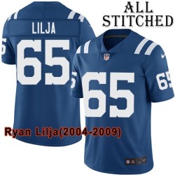 Blue Home Embroidered Ryan Lilja Indianapolis Colts #65 Stitched Jersey