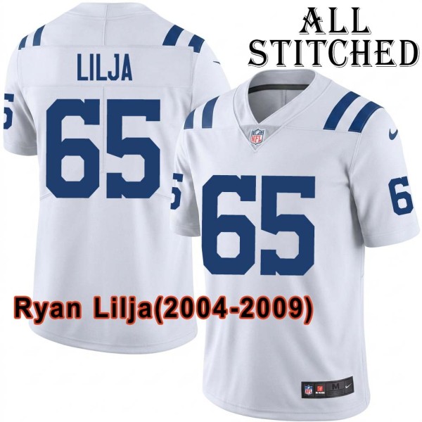 White Embroidered Ryan Lilja Indianapolis Colts #65 Stitched Jersey