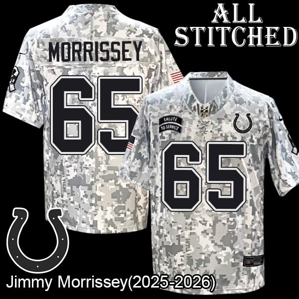 Camo Embroidered Jimmy Morrissey Indianapolis Colts #65 Stitched Jersey