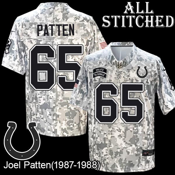 Camo Embroidered Joel Patten Indianapolis Colts #65 Stitched Jersey