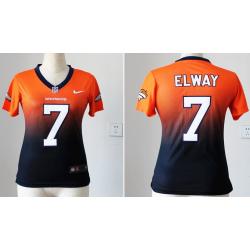 [Drift Fashion] ELWAY Denver #7 Womens Football Jersey - John Elway Womens Football Jersey (Orange-Blue)_Free Shipping
